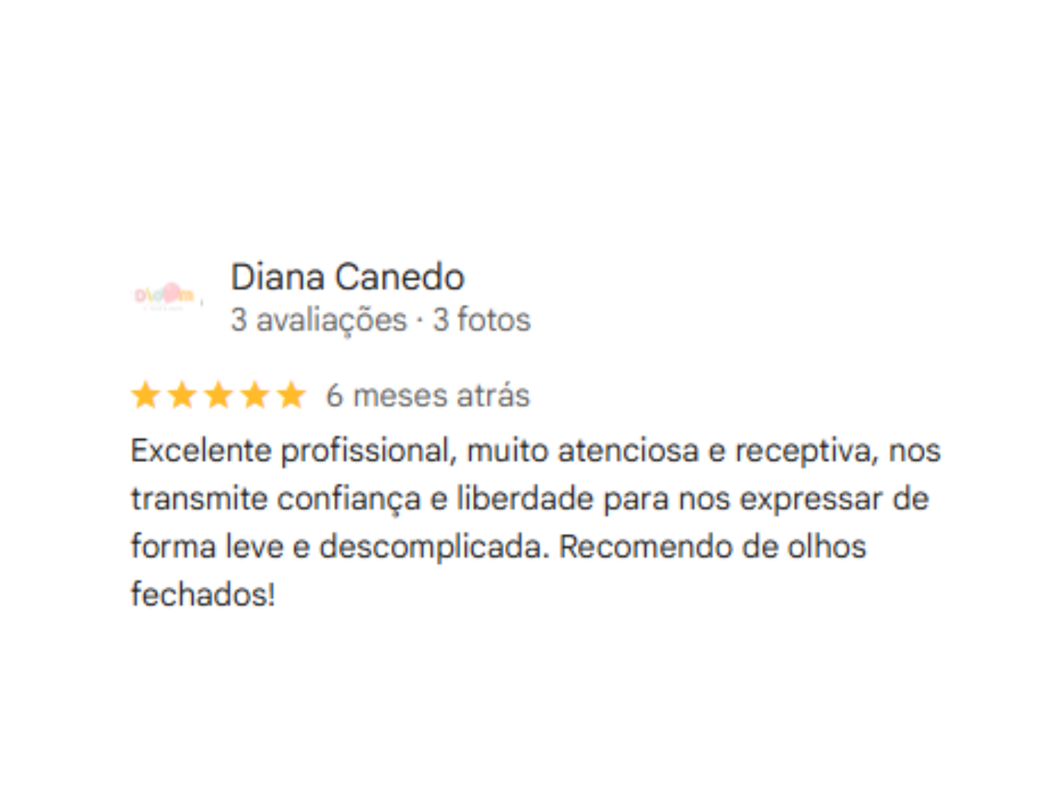 Depoimento de cliente no Google