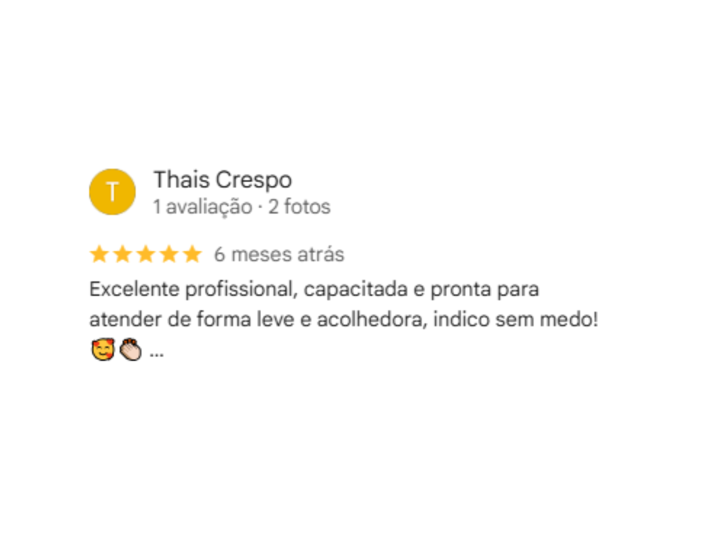 Depoimento de cliente no Google