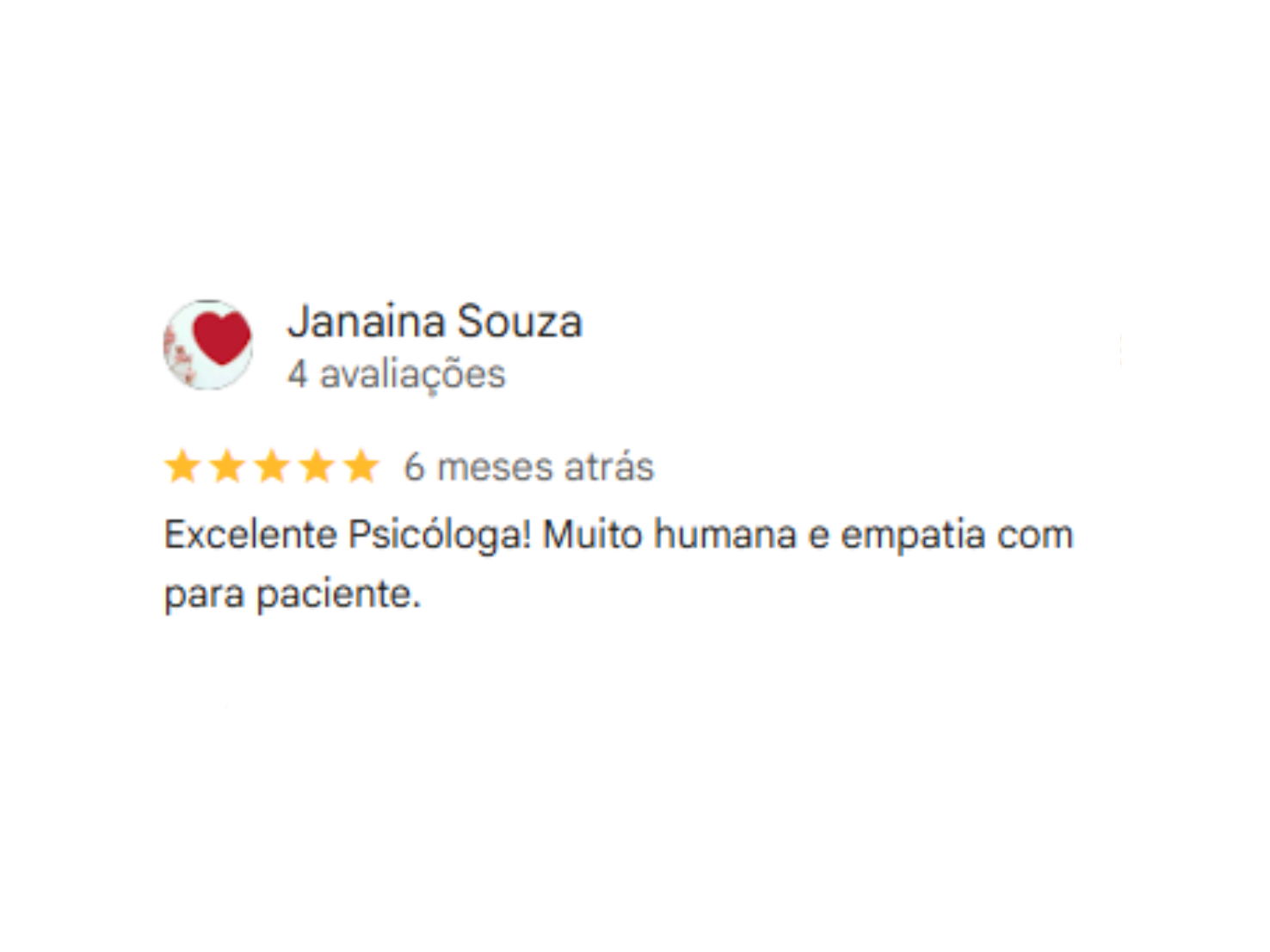 Depoimento de cliente no Google